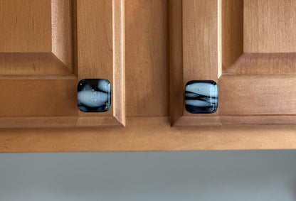 Wisps of Fog on Black Glass, made in USA custom cabinet knobs