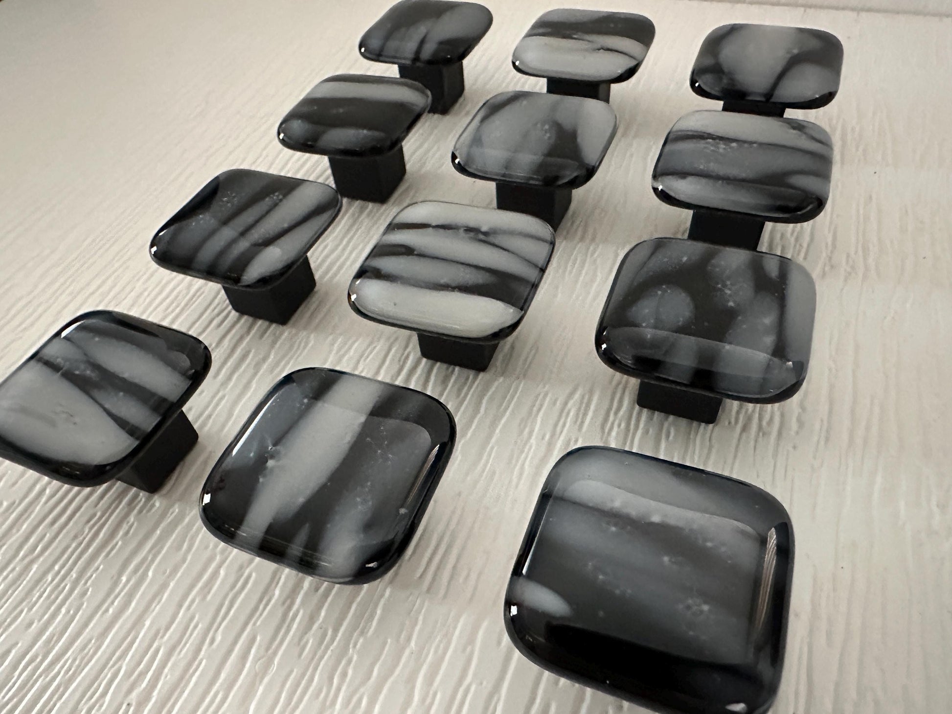 Wisps of Fog on Black Glass, made in USA custom cabinet knobs