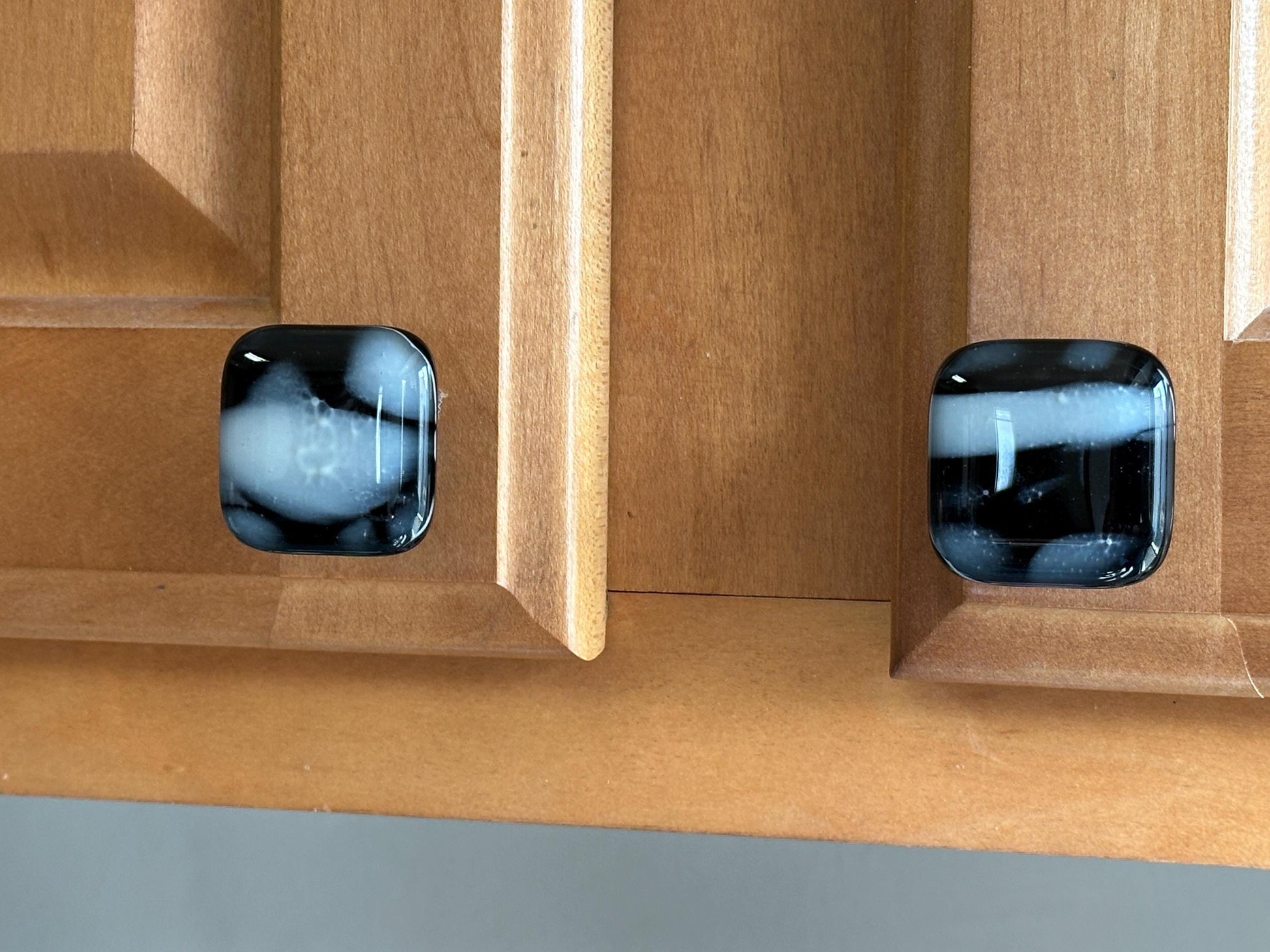Wisps of Fog on Black Glass, made in USA custom cabinet knobs