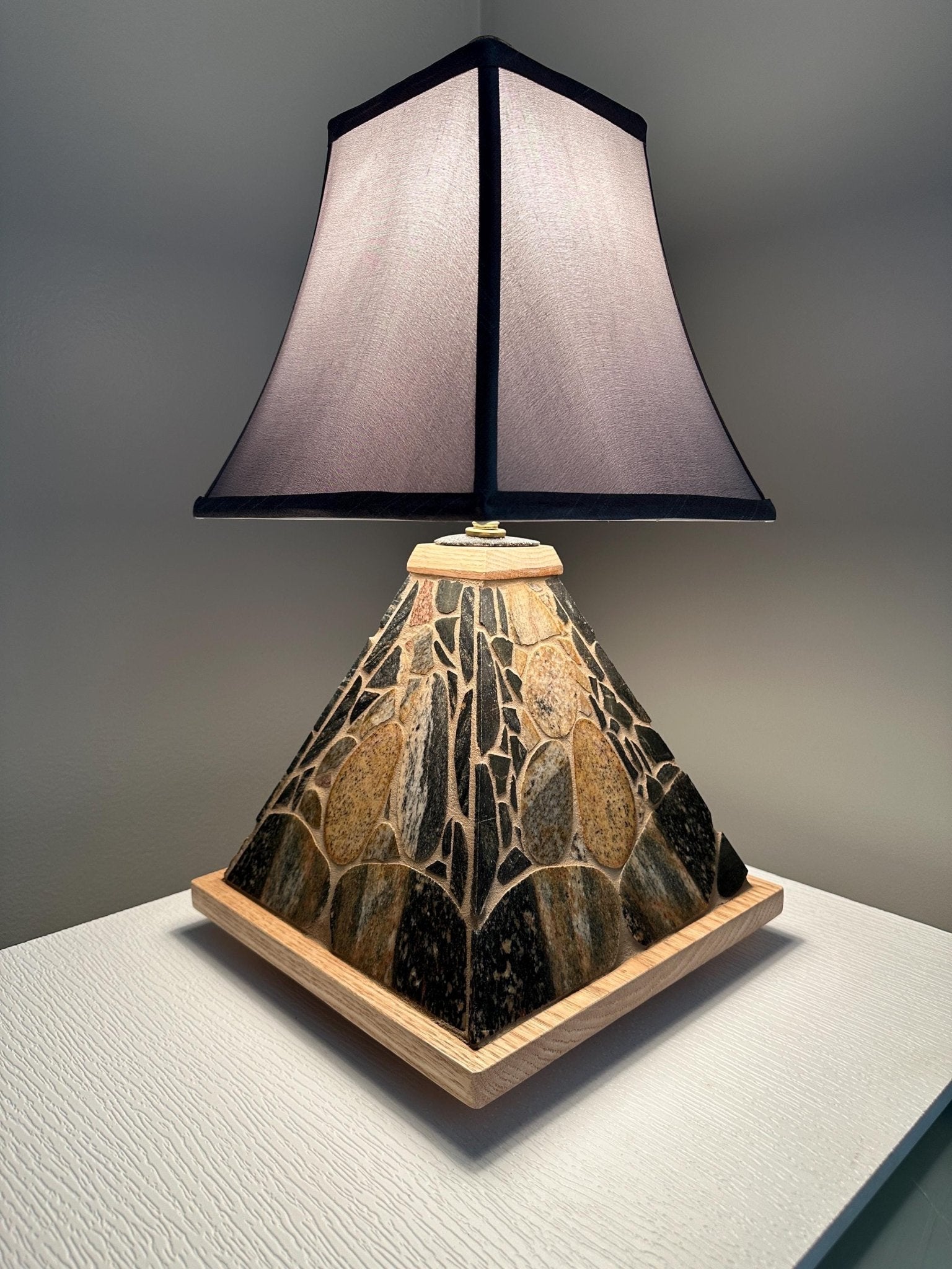 Michigan Stone Lamp with White Oak - Ann Ivory Studios