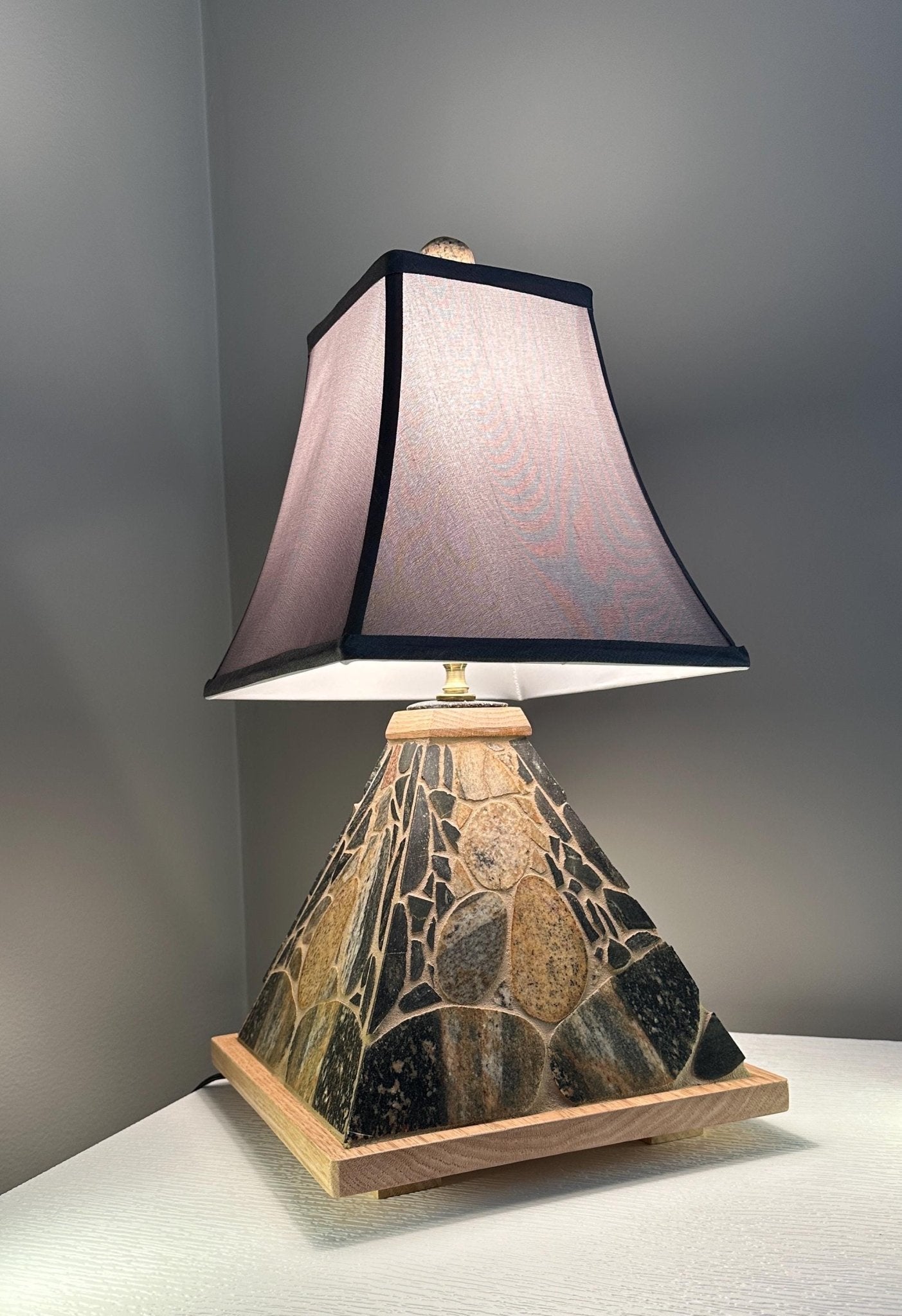 Michigan Stone Lamp with White Oak - Ann Ivory Studios