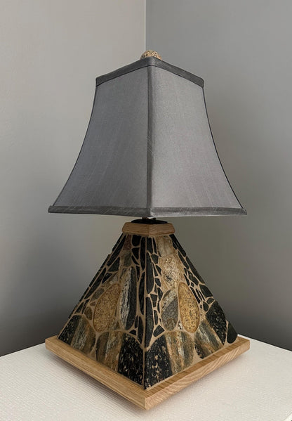 Michigan Stone Lamp with White Oak - Ann Ivory Studios