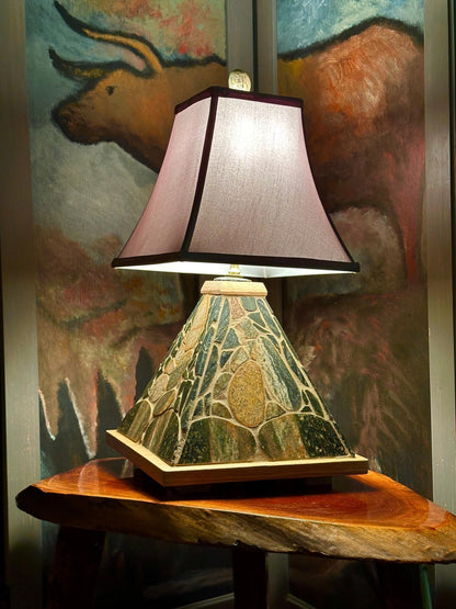 Michigan Stone Lamp with White Oak - Ann Ivory Studios