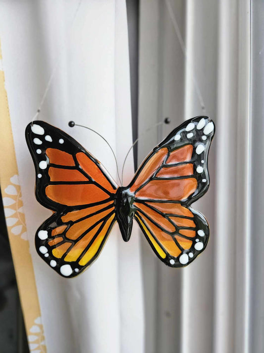 Monarch Butterfly - Hanging Fused Glass Art - Ann Ivory Studios