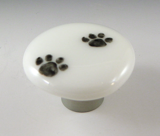 Paw Print - Custom Glass Cabinet Knob - Ann Ivory Studios