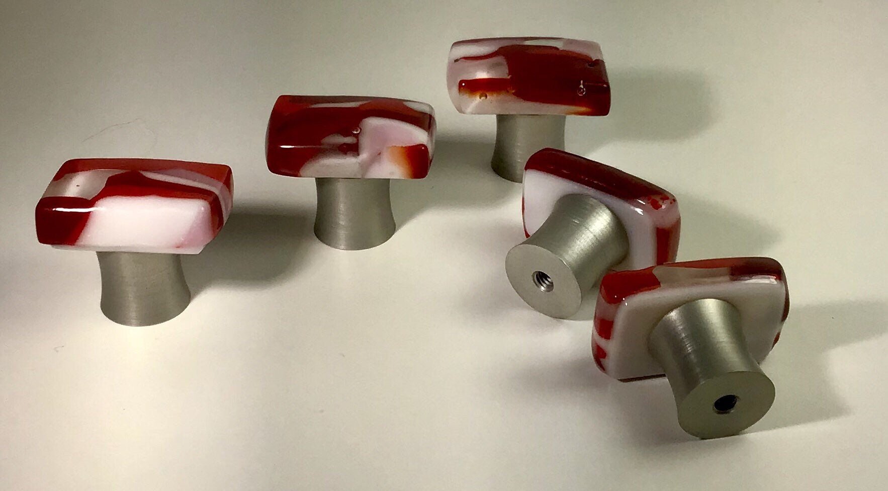 Peppermint Candy Knob: Red, white and pink cabinet knobs - Ann Ivory Studios
