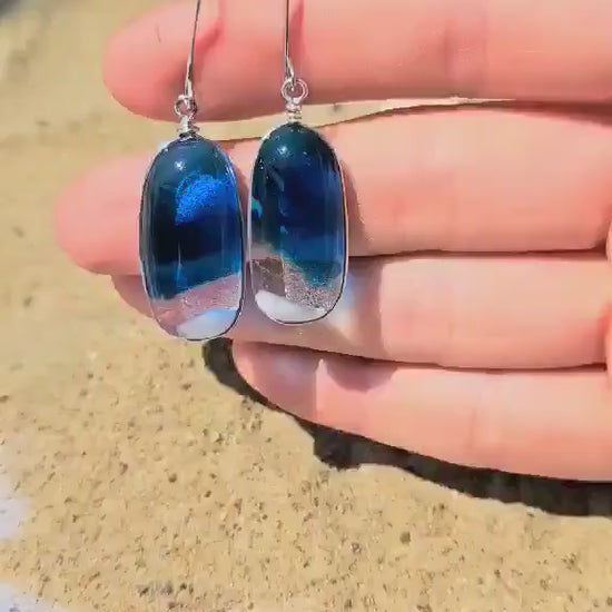 Ocean Inspired Earrings - Handmade Fused Glass Jewelry - Made in Michigan - Seascapes Collection