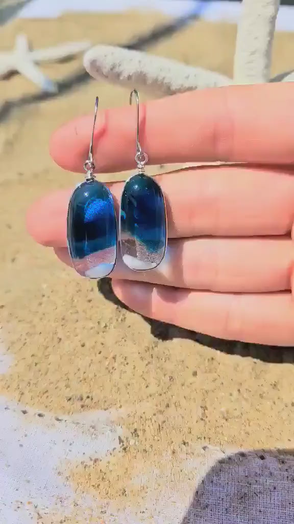 Ocean Inspired Earrings - Handmade Fused Glass Jewelry - Made in Michigan - Seascapes Collection