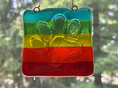 Rainbow Paw Print Suncatcher - Garden Art