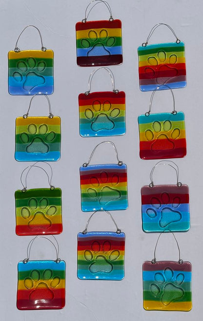 Rainbow Paw Print Suncatcher - Garden Art