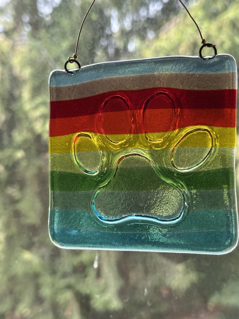Rainbow Paw Print Suncatcher - Garden Art
