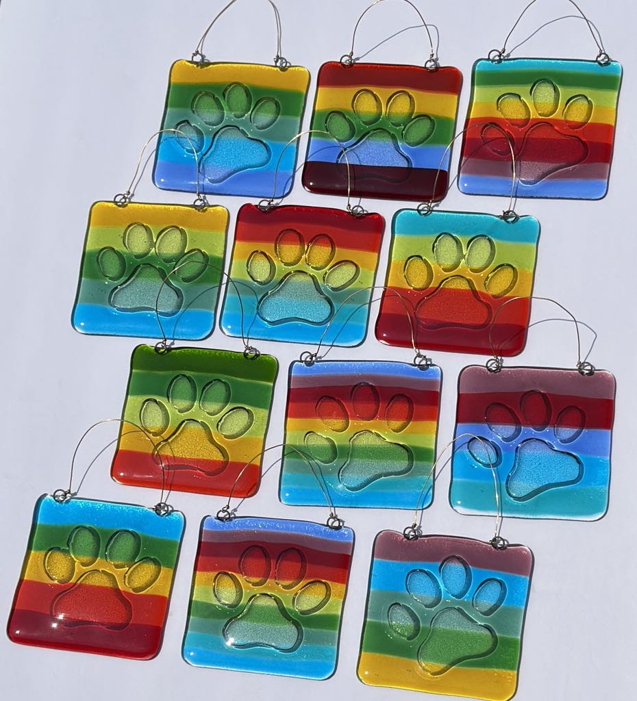 Rainbow Paw Print Suncatcher - Garden Art