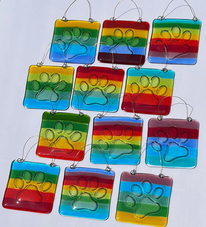 Rainbow Paw Print Suncatcher - Garden Art