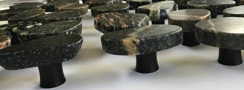 Sliced Stone Cabinet Knob - Silver Base - Mountain Midnight Collection - Ann Ivory Studios