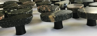 Sliced Stone Cabinet Knob - Silver Base - Mountain Midnight Collection - Ann Ivory Studios