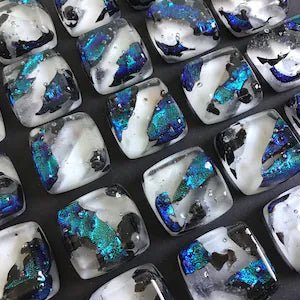 Unique Cabinet Knobs - Peacock Blue - Custom Glass Hardware - Ann Ivory Studios