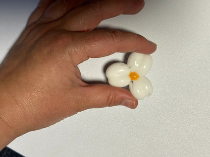 White Trillium Wildflower - Custom Glass Cabinet Knobs - Ann Ivory Studios