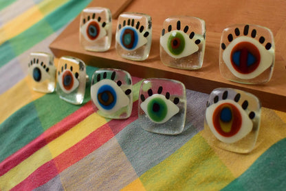 Wildeyes Knob and Pulls - Custom Glass Cabinet Hardware - Ann Ivory Studios