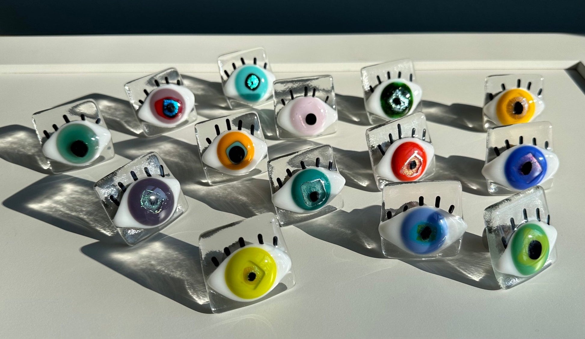 Wildeyes Knob and Pulls - Custom Glass Cabinet Hardware - Ann Ivory Studios